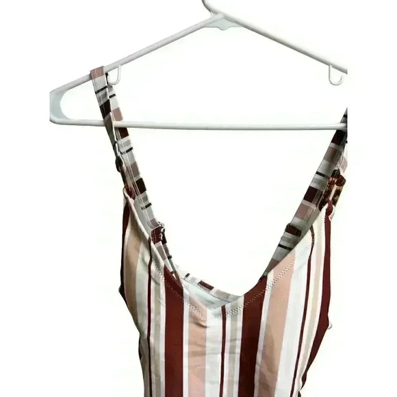 Cupshe Women's One Piece Swimsuit V-neck Striped Belted Medium New - Picture 3 of 9